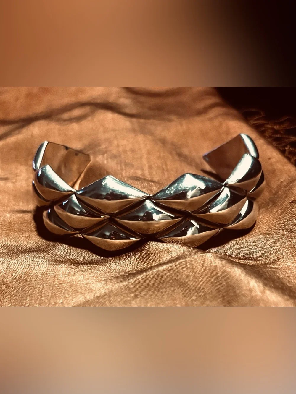 Silver Geometric Sculpted Bracelet